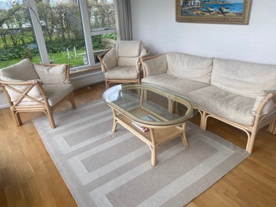 Kurvemøbler, bambus, sofa sæt bestående af 3 pers sofa 198 ibredde og to stole i 85 bredde incl bord