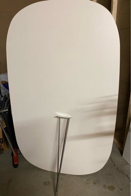 Spisebord, b: 100 l: 160, Hvid bordplade med blank kant og stålben