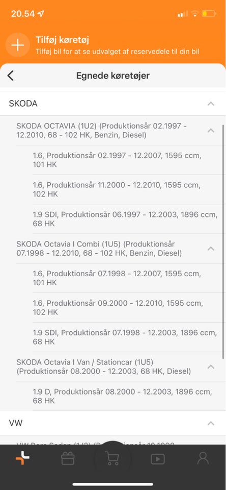 Styretøj, Hydraulikslange, VW 1,6 og 1,9 SDI