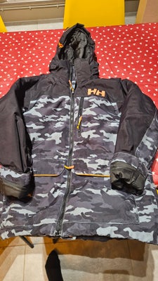 Jakke, Vinterjakke, Helly Hansen, str. 140, Sort med militær mønster (i grå og sort) brugt men i pæn