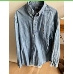 Skjorte, Polo by Ralph Lauren, str. XL,  Blå Denim,  100% cotton,  Næsten som ny, Super flot Polo by