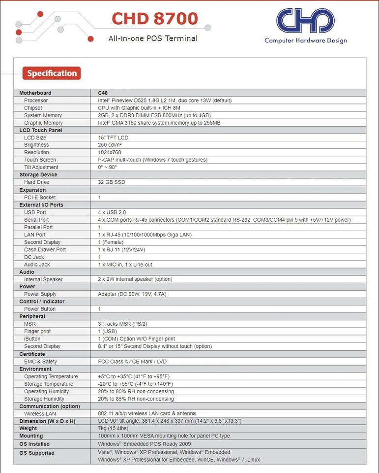 Intel, 1,8 Ghz, 4 GB ram