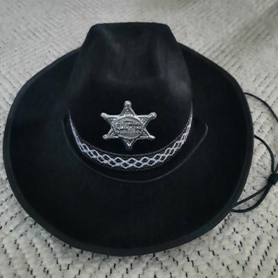 Udklædningstøj, CHERIFF hat, Udklædnings  CHERIFF hat.
Materiale: Filt like
Hoved størrelse; 15 X 17
