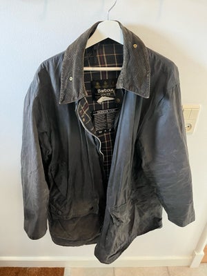 Oilskinsjakke, str. L, Barbour,  Mørkeblå/grå,  Oilskin,  God men brugt, Original vintage retro oils