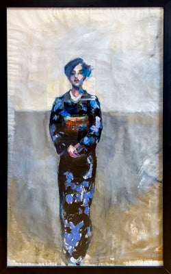 Akvarel, Lisbeth Ellinor, 147 x 92 cm., motiv: Portrætter/Figurer, stil: Ekspressionisme, b: 92 h: 1