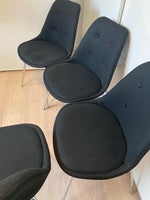 Spisebordsstol, 4 ens stole stålben og stof, Dansk stol med