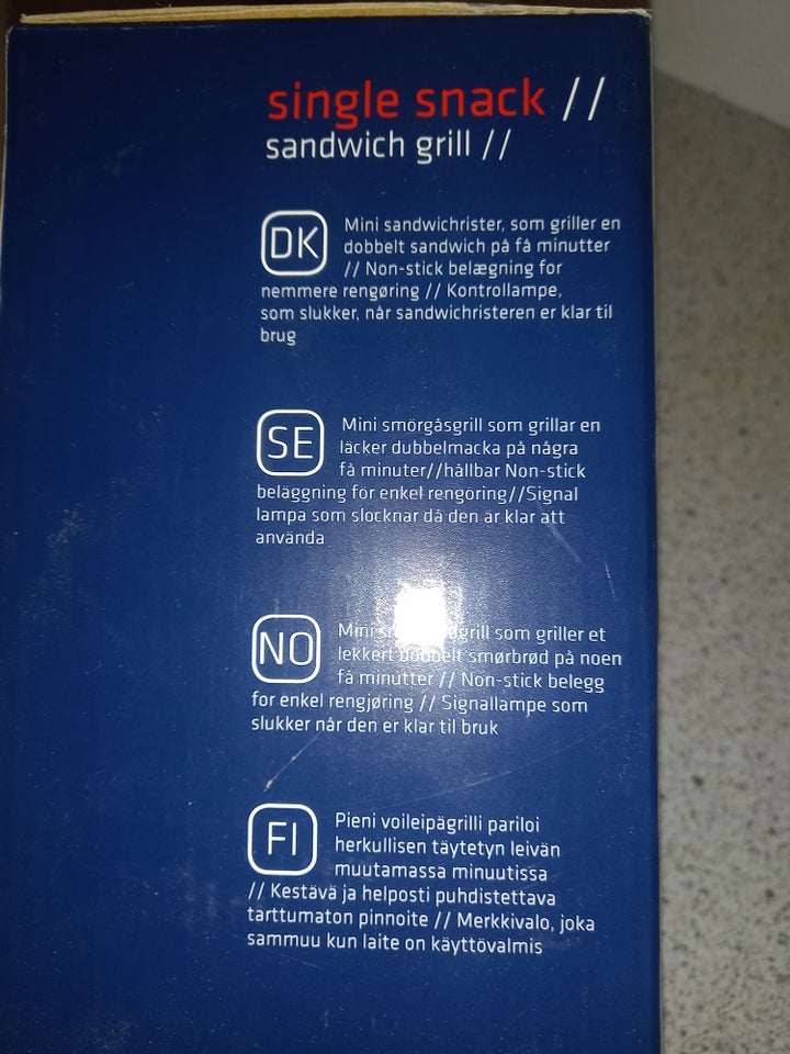 Single snack sandwichgrill , OBH Nordica