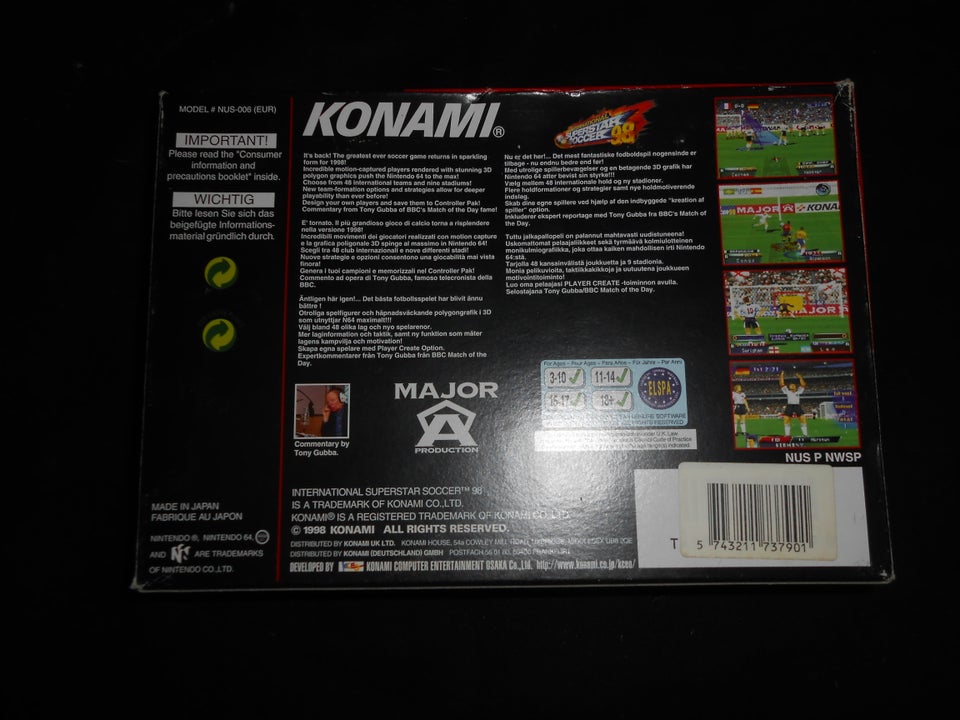 Superstar soccer 98, N64, sport