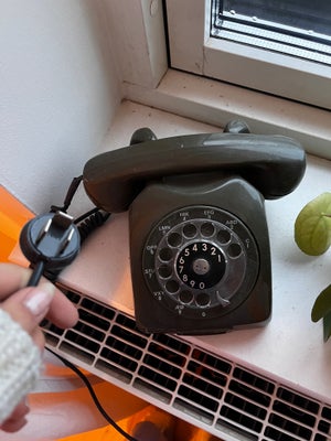 Telefon, Bordtelefon, Mega charmerende gammel/retro/vintage træktelefon/stationær telefon i mørkegrø
