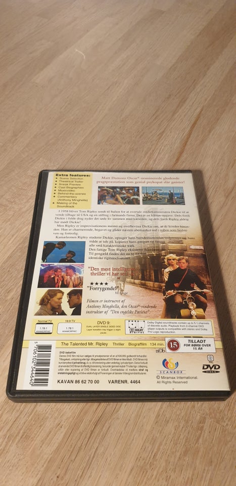 The Talented Mr. Ripley, instruktør Anthony Minghella, DVD
