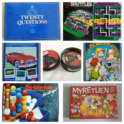 Forskellige, flere ubrugte, brætspil, Myretuen - 150 kr.
Twenty Questions (quiz spil) - 150 kr
Bil m