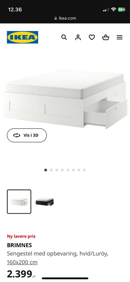 Sengeramme, Ikea, b: 160 l: 200