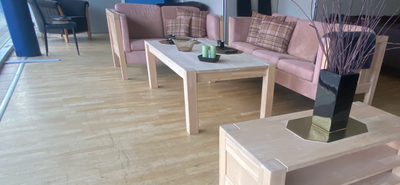 Sofagruppe, alcantara, 5 pers. , MASSIV EG sæbe, Meget velholdt SOFA Gruppe i massiv sæbebehandlet e