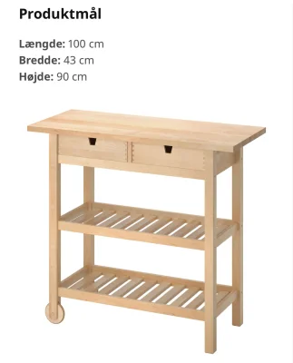 Rullebord FÖRHÖJA, IKEA, 100x43x90
