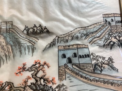 Billeder, Kina, Skønt håndmalet på silke - i glas og ramme (monteret hos klarmester i DK), måler 30 