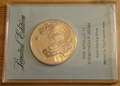 Amerika, medaljer, 1972, Apollo XVII Eyewitness Medal
Cernan Evans Schmitt
3,7 cm diameter
Sterling 