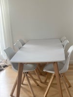 Spisebord m/stole, Eg, laminat og MDF
