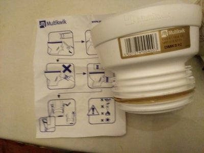 Toilet, Klosettilslutning, Multikwick klosettilslutning, passer til afløbsrør i plast med diameter p