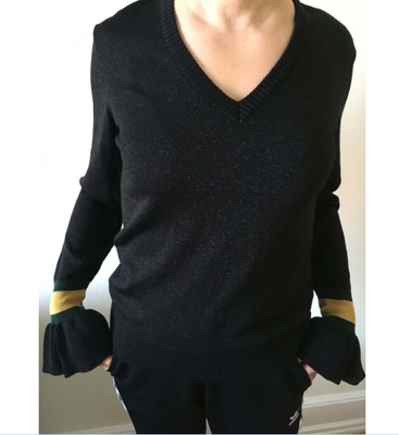 Sweater, YAS, str. 38, sort med sølvtråd, polyamide med metalfibre, Ubrugt, Flot sort med sølvtråd v
