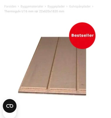 Spånplade, DLH termogulv, DLH termogulv 1620x620x22mm. 23 stk ubrugte plader sælges. Angivet pris er