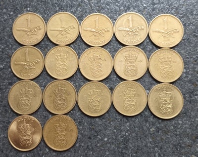 Danmark, mønter, 1 kr 17 stk forskellige 1942 til 1959 komplet.