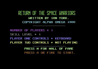 Return Of The Space Warrior, Commodore 64 & C128