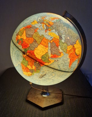 Globus m. lys, Scan-Globe, Vintage globus fra danske Scan-Globe A/S, type 5 fra 1970'erne, 30 cm i d