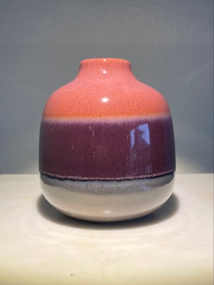 Vase, Keramikvase / porcelænsvase, Smuk keramikvase med lækker glasur - grå / lilla / mørk rosa og b