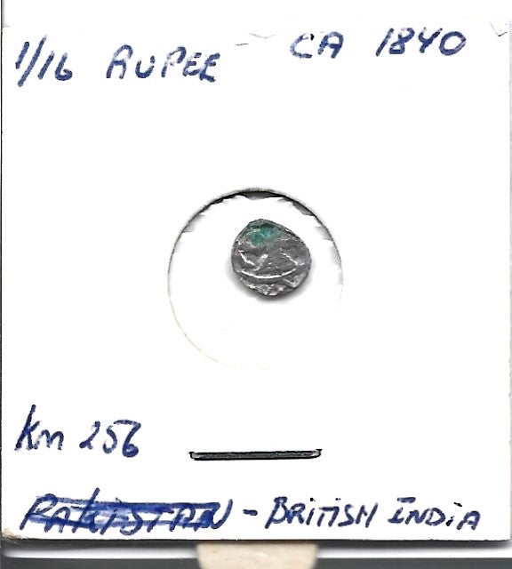 Asien, mønter, 1/16 rupee