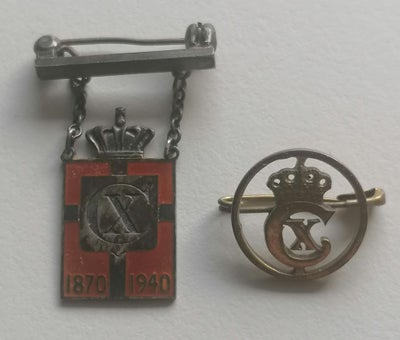 Militær, Kongeemblem 925 Sølv til Kvinde- 1945-samt mønt, Kongeemblem 925 Sølv til Kvinde- 1945 og u