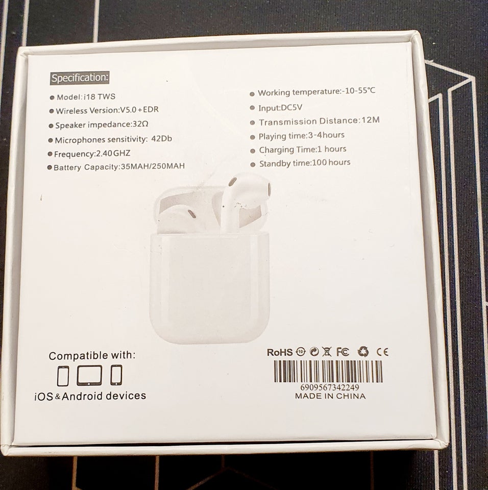 Bluetooth headset, t. iPhone, PJD i18 TWS