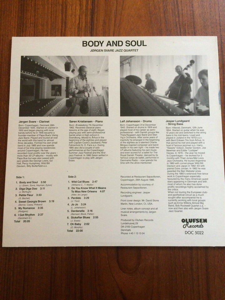 LP, Jørgen Svarre Jazz Quartet, Body and soul