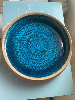 Keramik, Bordfad, Nymølle, Stort Nymølle stentøjs bordfad i smuk klar blå glasur fra år 1960 - desig