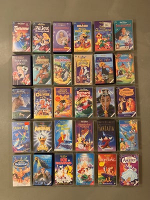 Tegnefilm, Disney + Simpson, Samling af Disney og Simpson tegnefilm på VHS inkl. Samsung VHS afspill