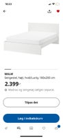 Dobbeltseng, IKEA Malm , b: 180 l: 200