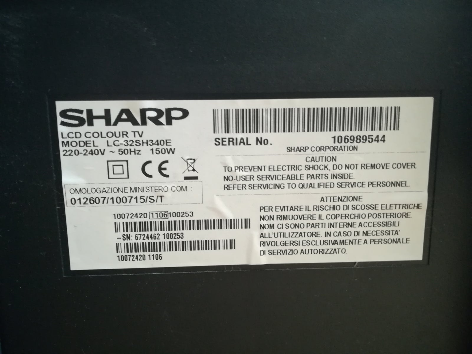 LCD, Sharp, LC-32SH340E