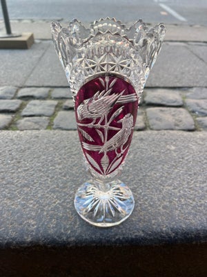 Glas, Vase, Bøhmisk krystal vase, 26 cm høj helt intakt