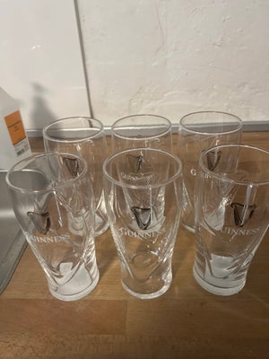 Glas, Ølglas, Guinness, 6 stk næsten nye org. Guinnness glas