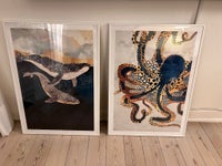 Plakat ink ramme, Desenio, motiv: Hvaler og blæksprutte