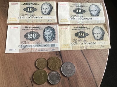 Danmark, sedler, Div mønter sedler samlet pris 100kr