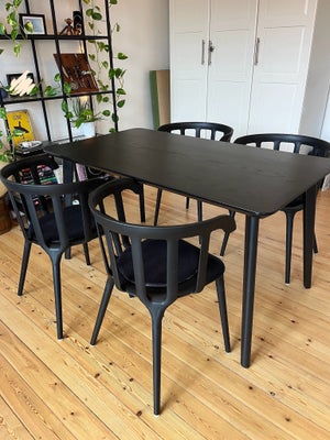 Spisebord m/stole, Plast og træ, IKEA, b: 78 l: 140, Sættet er omkring 3 år gammelt, men er i så god