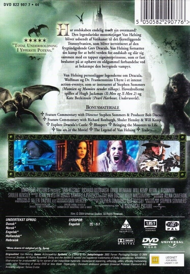 Van Helsing, instruktør Stephen Sommers, DVD