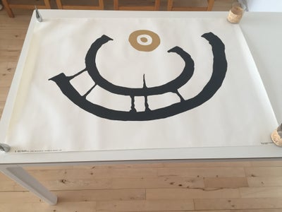 Plakat poster, Bornholm, motiv: Ship and sun Helleristning, b: 70 h: 100, “Ship and Sun” Helleristni