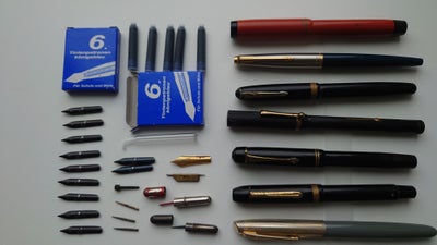 Fyldepen, Brugte fyldepenne med tilbehør, Tydeligt brugte og brugbarhed ikke testet.
7 stk.:
Parker 