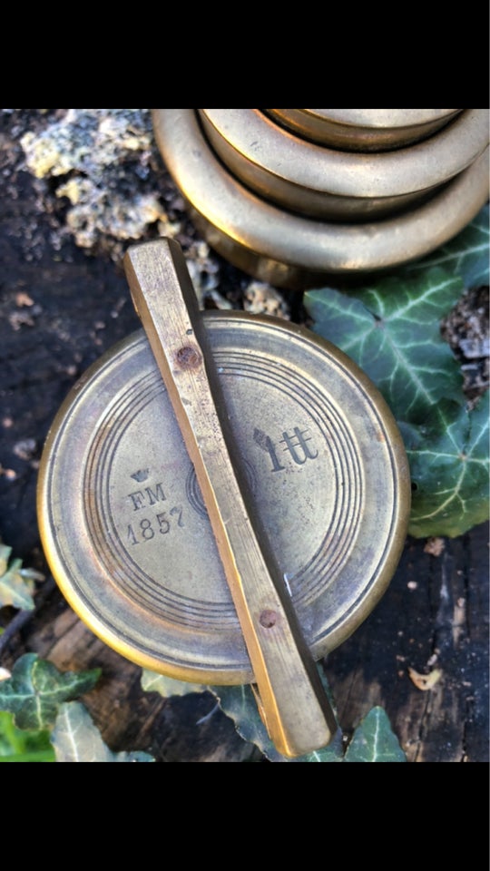Sjældent intakt antik messing kop pund skål mm , Antik