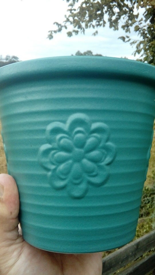 Keramik, Stor skjuler, mat grøn/blomster