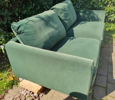 Sofa, velour, 2 pers., Fin grøn velour sofa
