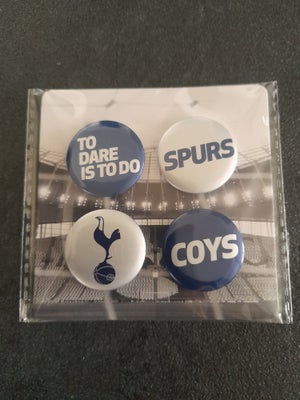 Badges, 4 stk. Mini badges fra Tottenham Hotspur / NYE!, Ubrugte/nye Tottenham Hotspur mini badges.
