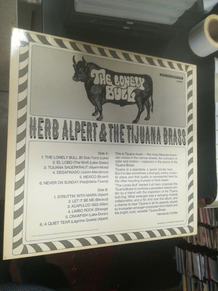 LP, Herb Alpert & The Tijuana Brass volume, The lonely Bull