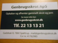 Genbrugsskrot ApS Gadekæret 8 Vejby 7860 Spøttr...